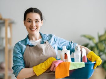 woman doing cleaning the house.